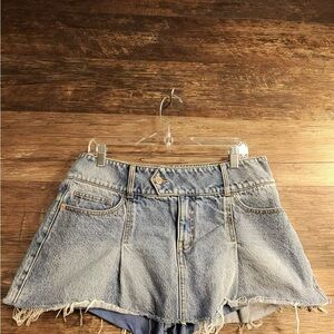 Garage Washed Blue Denim Skort Skirt